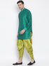 Vastramay Vastramay Men's Green Silk Blend Curved Kurta Dhoti Set